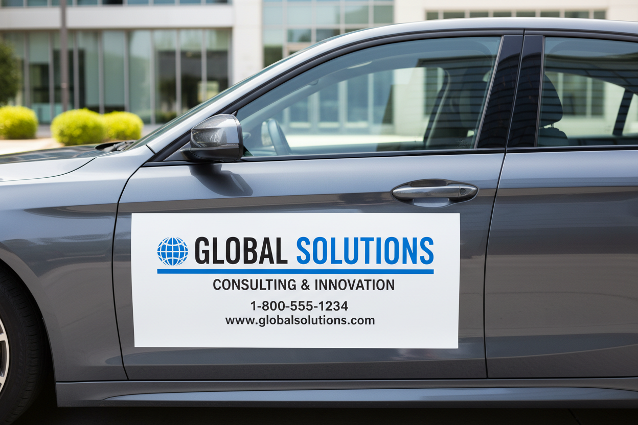 1 large rectangle magnet on a car door