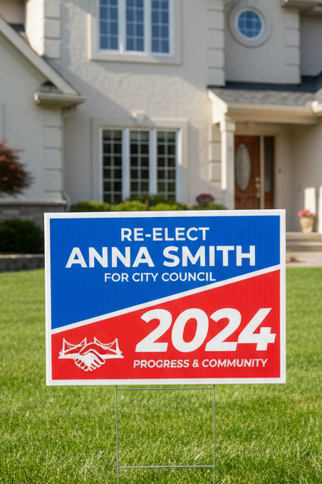 18x24 political yard sign in a yard