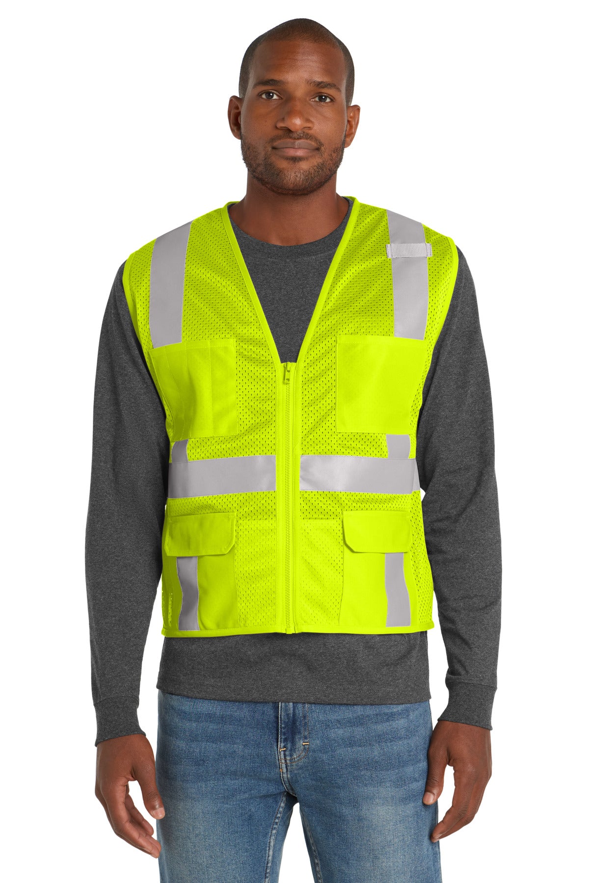 CornerStone  ®  ANSI 107 Class 2 Mesh Six-Pocket Zippered Vest. CSV104