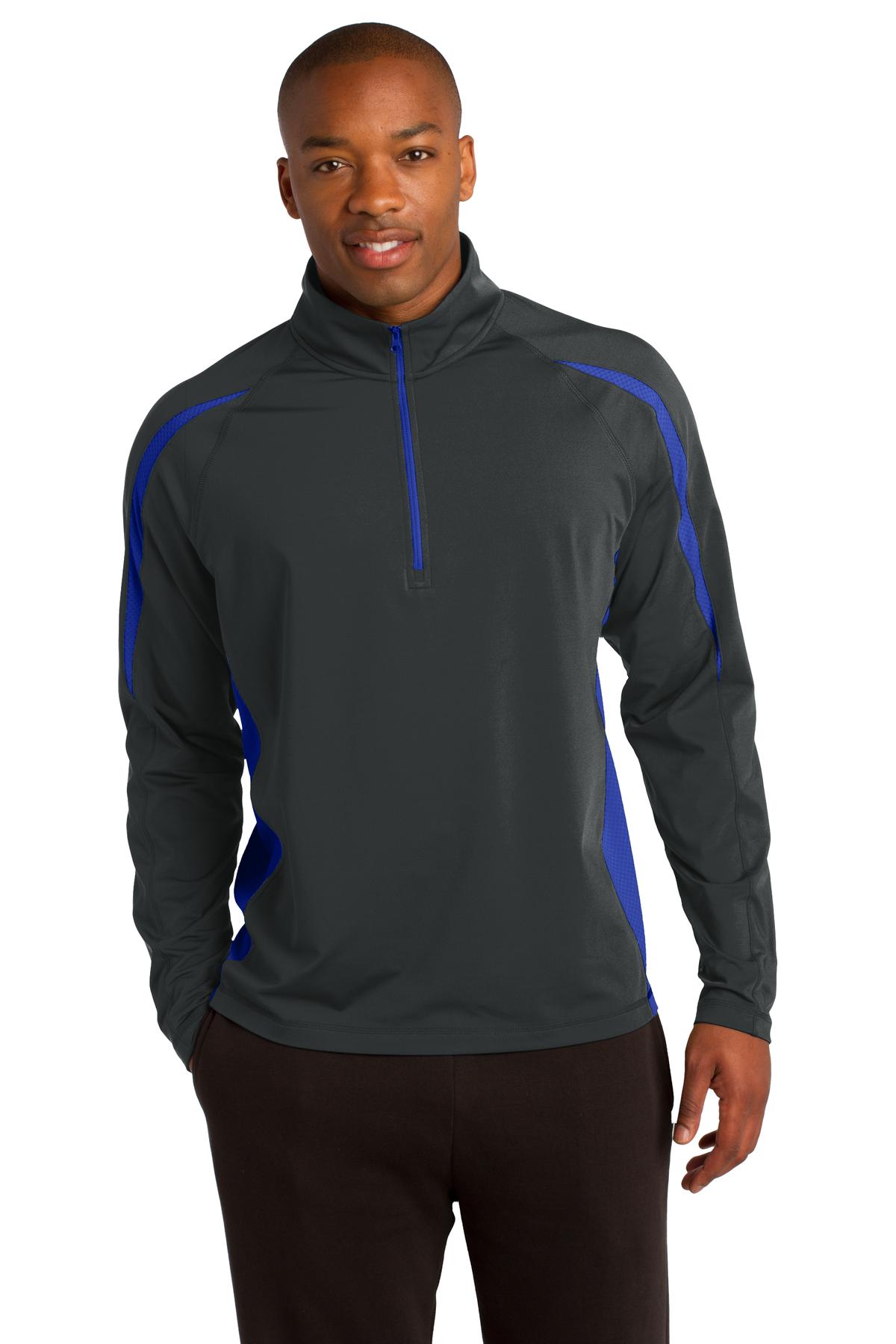 Sport-Tek ®  Sport-Wick ®  Stretch 1/4-Zip Colorblock Pullover. ST851