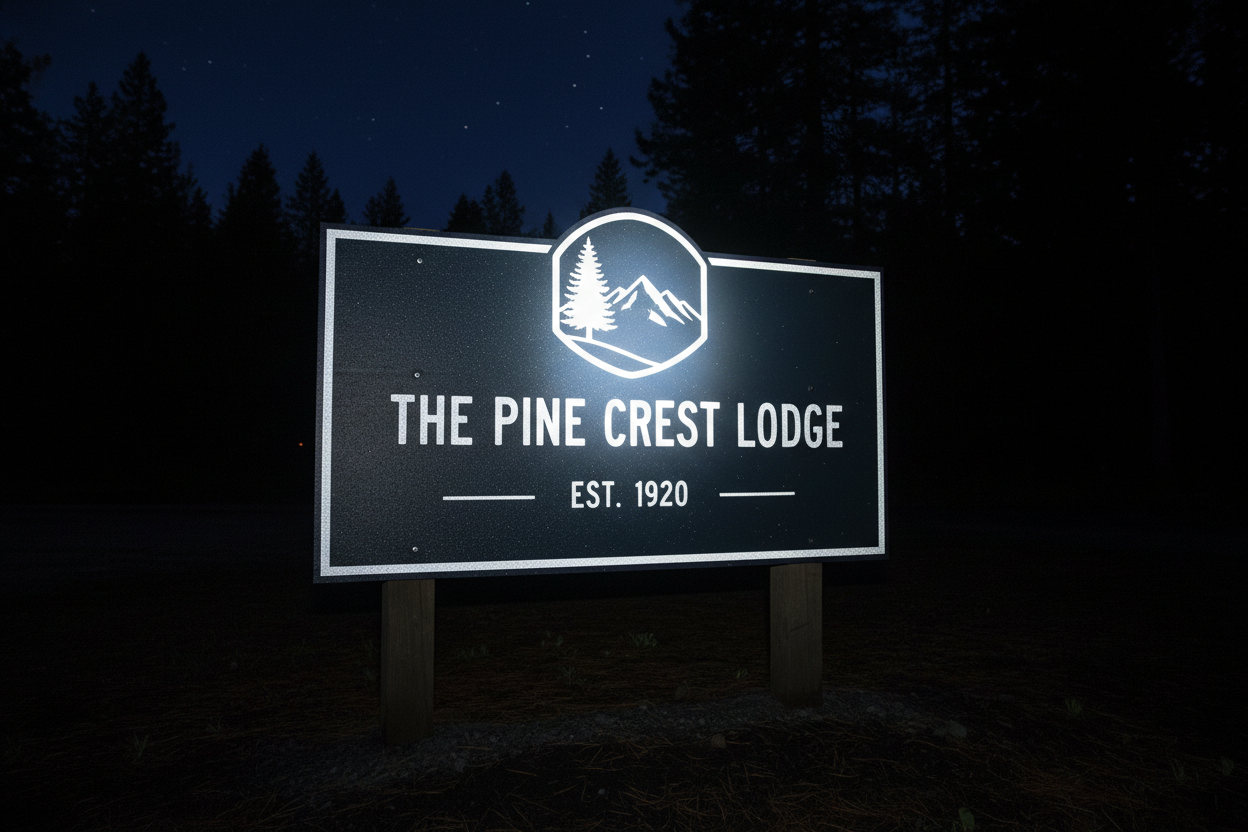 create a Non-Traffic reflective sign being shown at night