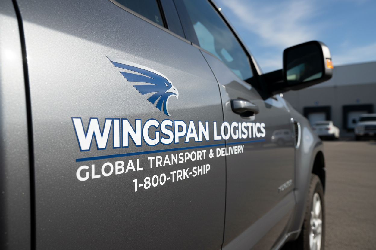 professional decals on a truck door